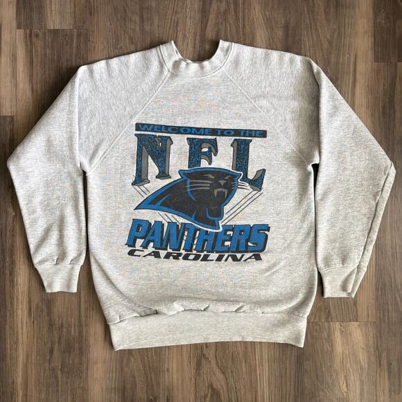 Vintage Carolina Panthers Sweatshirt Men's Size S 1995 NFL Gray - Picture 1 of 5